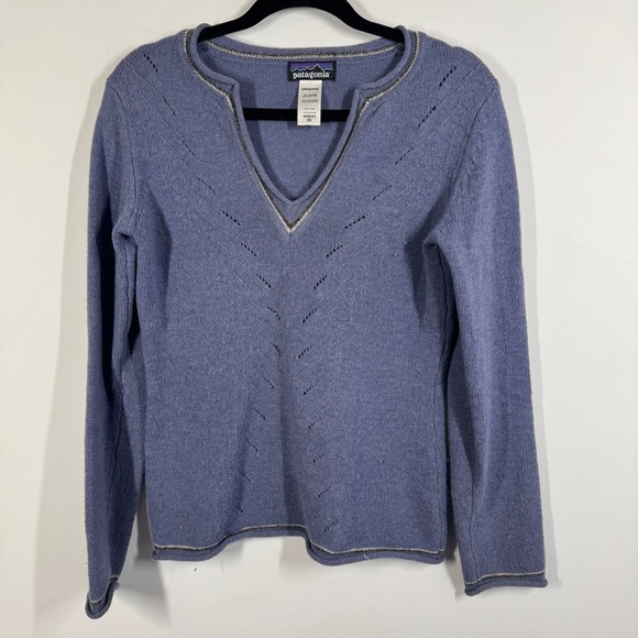 Patagonia Lavender Purple Wool Knit  V-Neck Soft Casual Cozy Sweater Size XS - Picture 3 of 12